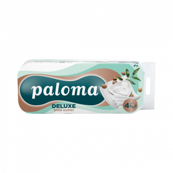Paloma Toilettenpapier Deluxe Sensitive Shea Butter Balsam, 4-lagig, weiß mit Prägung, 10 x 125 Blatt